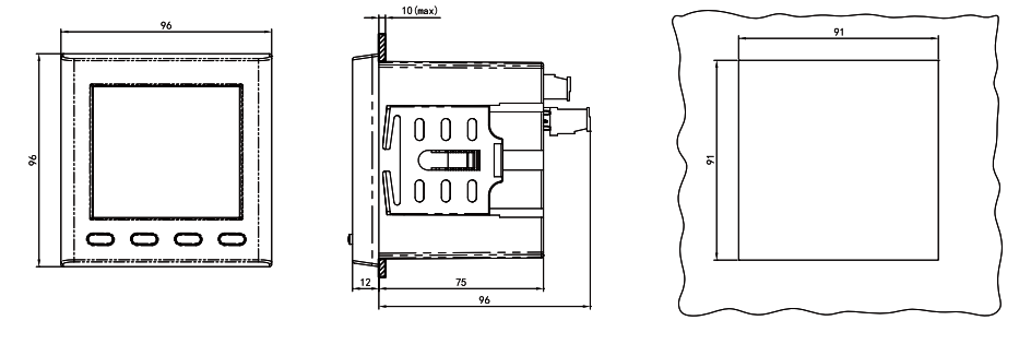 dimension of PD19 ac digital multifunction power meter