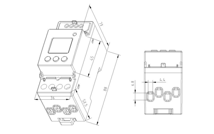 dimension of ADL100 electric single phase meter